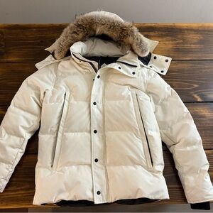 White Fur-Trimmed Puffer Jacket